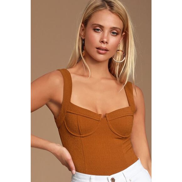 ASTR the Label Women’s Angela Underwire Bodysuit Stretch Soft Size S Rust Brown - Picture 4 of 7